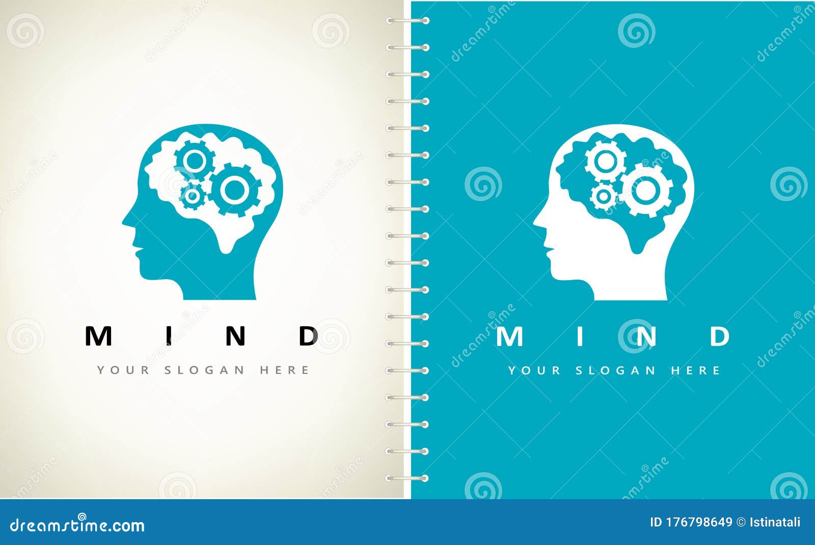 human head. logo brain inventive mind thinks technology thoughts in gear cutouts
